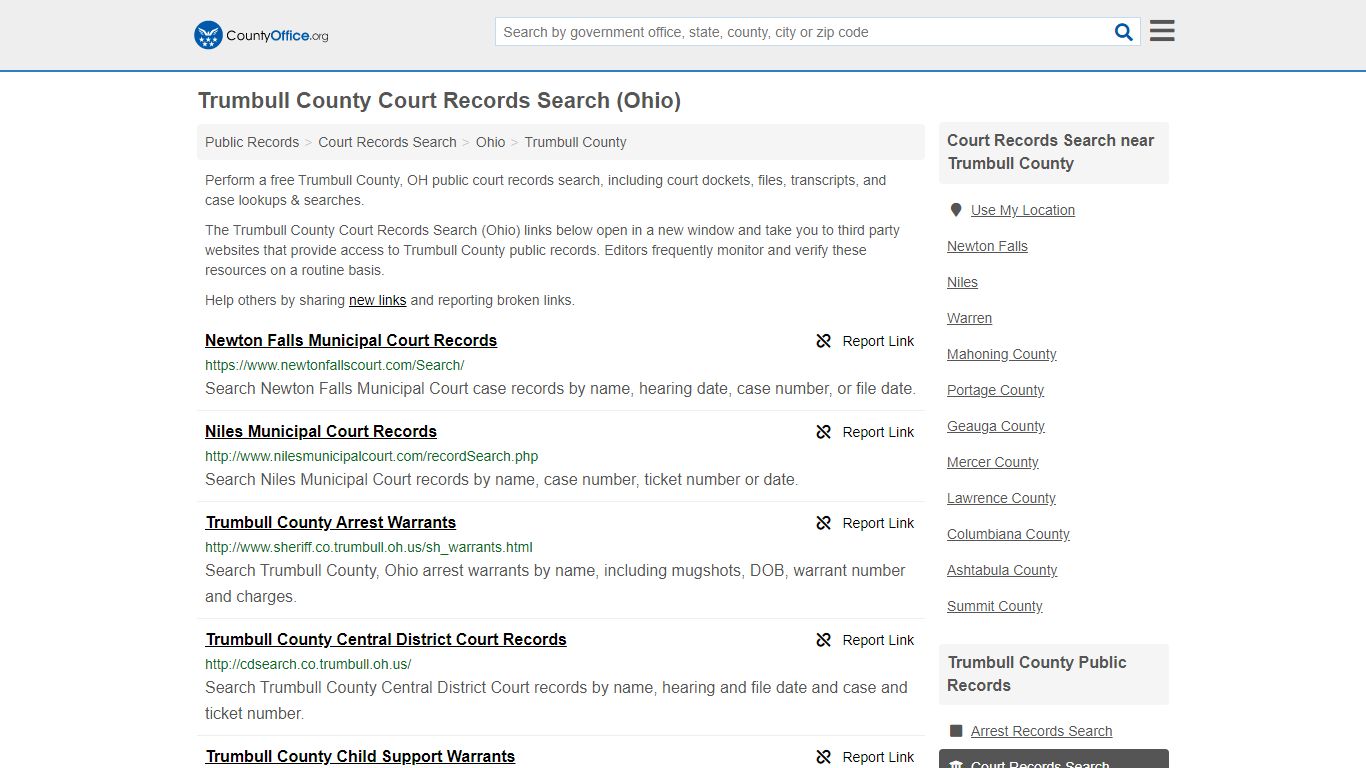 Court Records Search - Trumbull County, OH (Adoptions ...