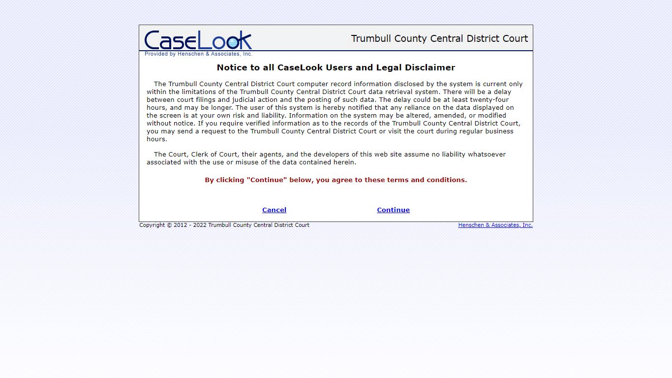 Trumbull County Central District Court - Record Search